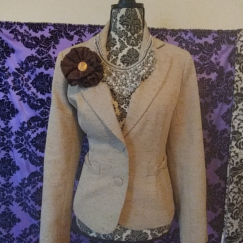 Brown handmade fabric flower pin